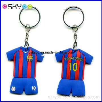 Customized Football Club T-Shirt Silicone Rubber PVC Keychains Key Ring (SPK008)